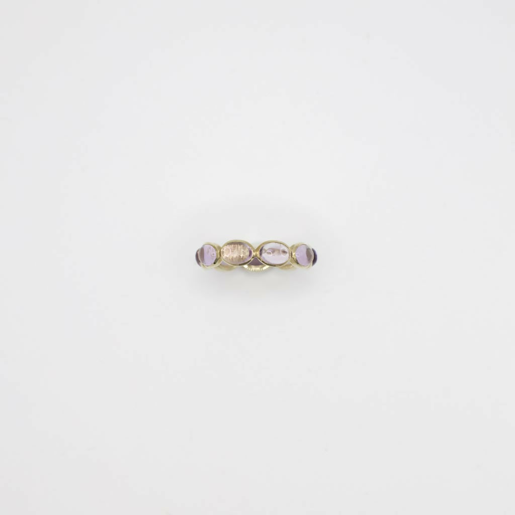 Vintage Genuine Amethyst Eternity Band In 10K Yellow Gold