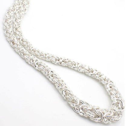 Vintage Italian Sterling Silver Hollow Tapered Byzantine Link Necklace