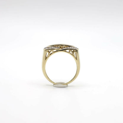 Vintage Genuine Diamond and Simulated Sapphire Ring In 10K Yellow Gold