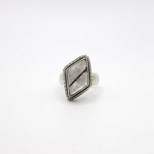 Vintage Genuine Rutile Quartz and Sterling Silver Accent Ring