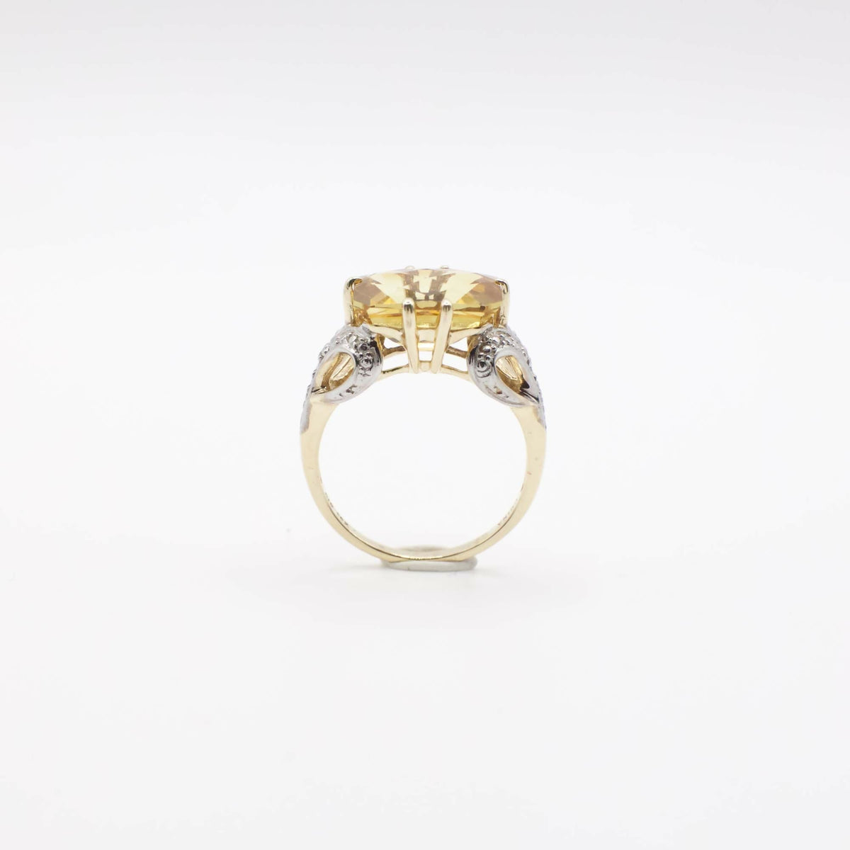 Vintage Designer Clyde Duneier Citrine and Diamond Ring In 10K Yellow Gold