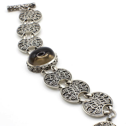Vintage Genuine Quartz and Sterling Silver Scrolled Bracelet