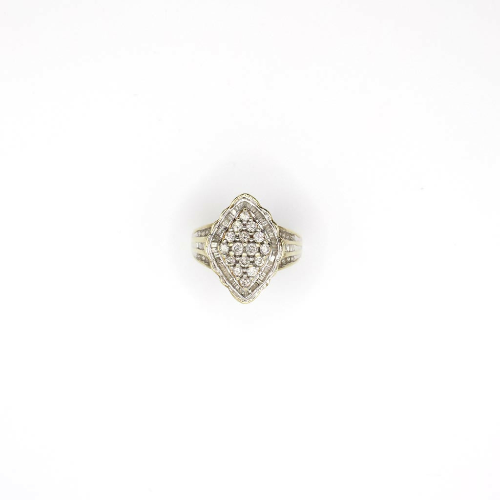 Vintage Genuine Diamond and 10K Gold Hollow Cluster Ring