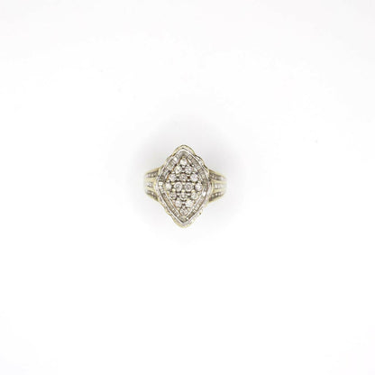 Vintage Genuine Diamond and 10K Gold Hollow Cluster Ring