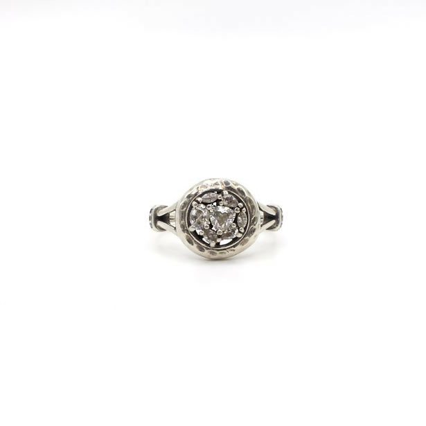 Vintage Crystal and Sterling Silver Cluster Ring