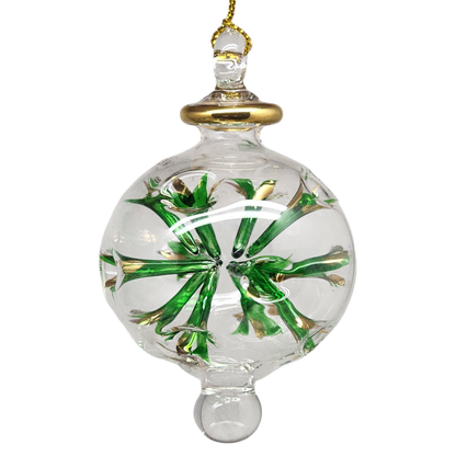 Blown Glass Pierced Starburst Ornament - Green