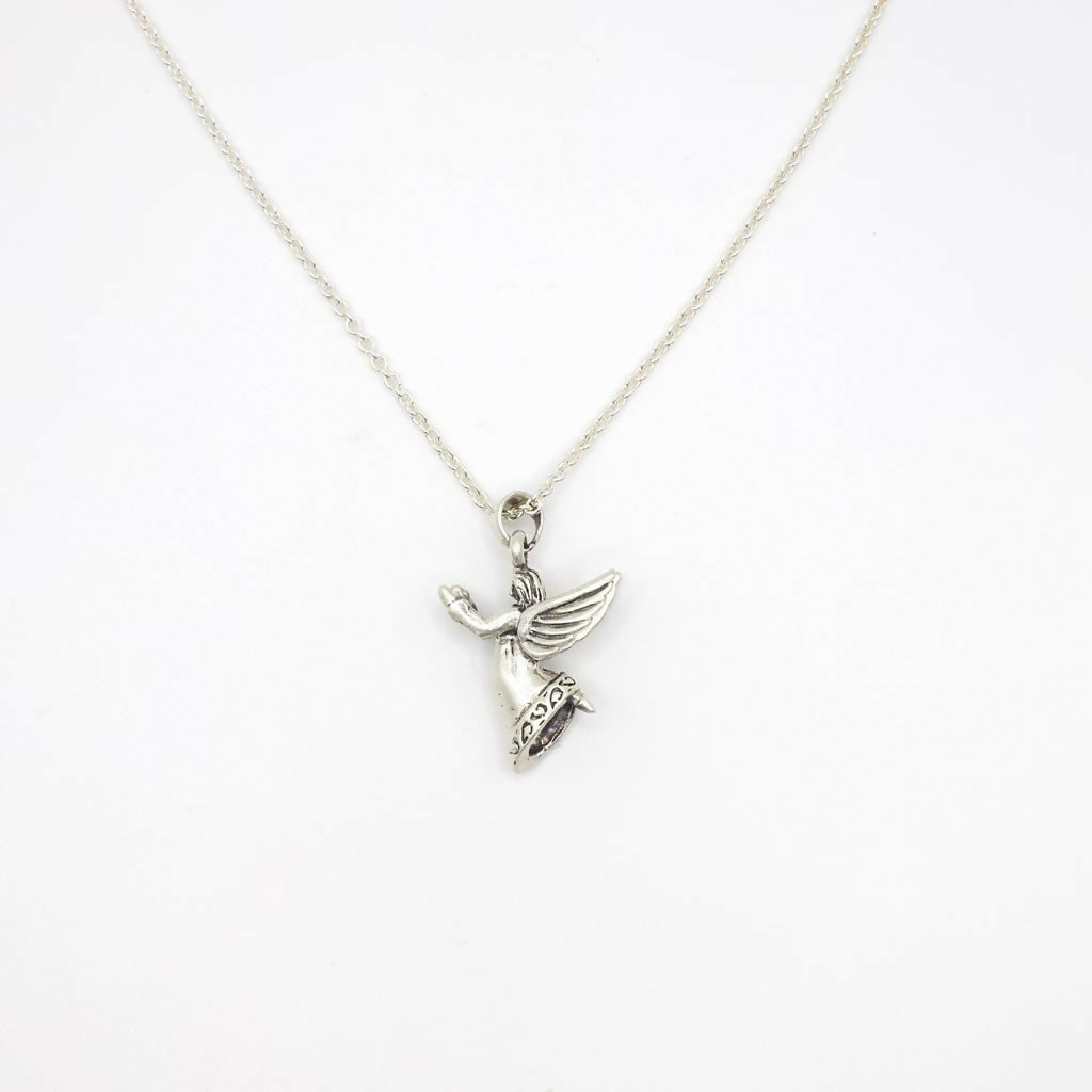 Vintage Angel Pendant Sterling Silver Necklace