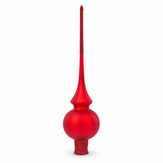 Translucent Red Glass Christmas Tree Topper 11 Inches