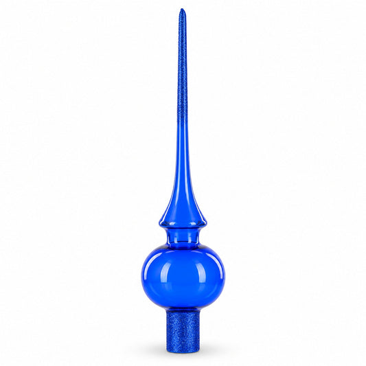 Translucent Blue Glass Christmas Tree Topper 11 Inches