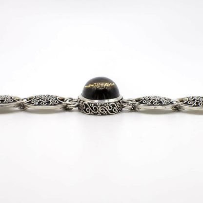 Vintage Genuine Quartz and Sterling Silver Scrolled Bracelet