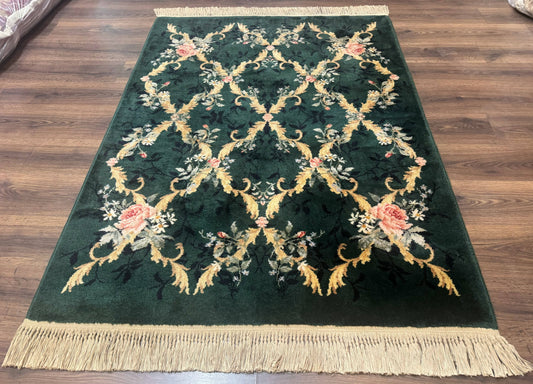 Karastan Garden of Eden Rug 4x6, Green Savonnerie 509/1733, Original Discontinued Vintage Karastan Carpet
