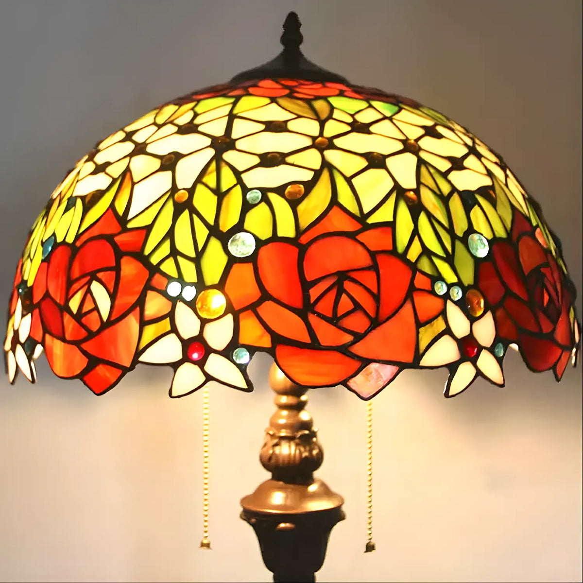 Antique Tiffany-Style Lamp Shades in Blooming Rose Glass