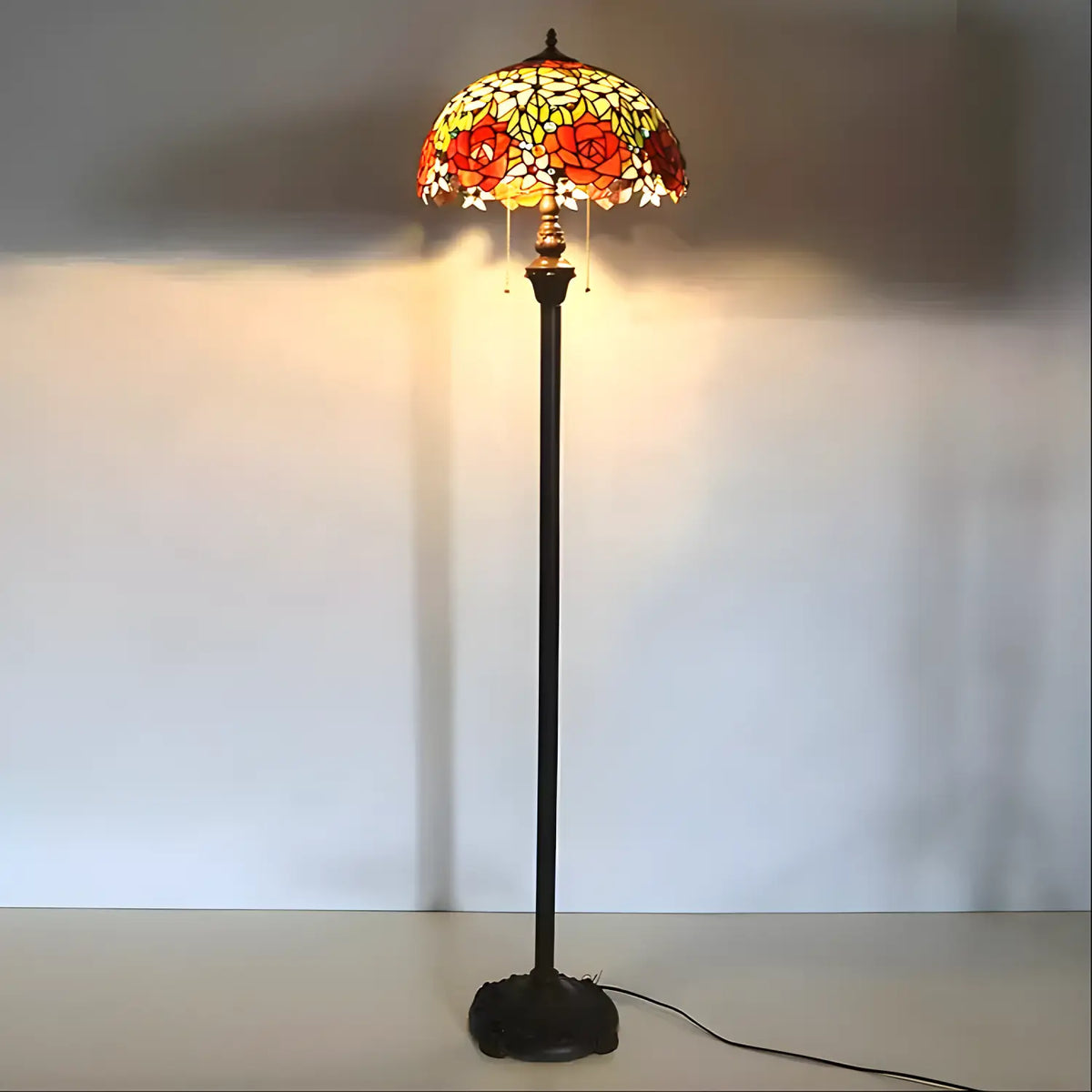 Antique Tiffany-Style Lamp Shades in Blooming Rose Glass