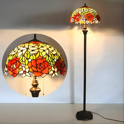 Antique Tiffany-Style Lamp Shades in Blooming Rose Glass