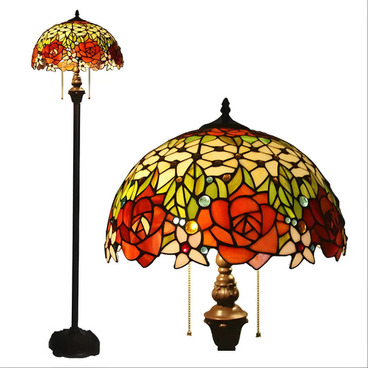 Antique Tiffany-Style Lamp Shades in Blooming Rose Glass