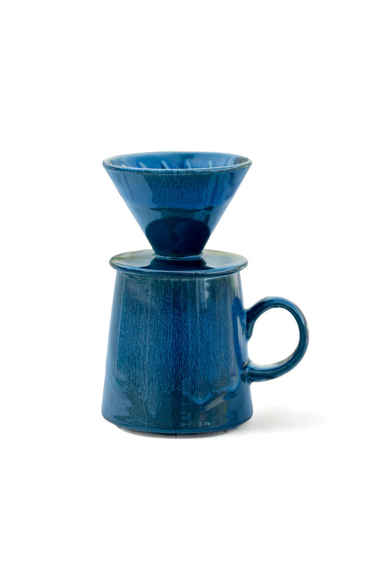Blue Glaze Ceramic Pour Over Set