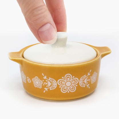 Pyrex-Inspired Butterfly Gold Casserole Ceramic Trinket Box