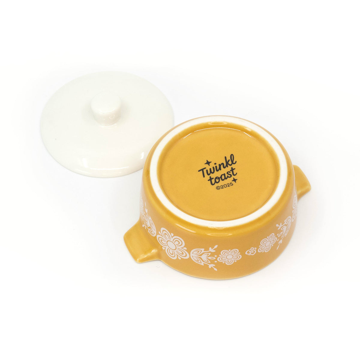 Pyrex-Inspired Butterfly Gold Casserole Ceramic Trinket Box
