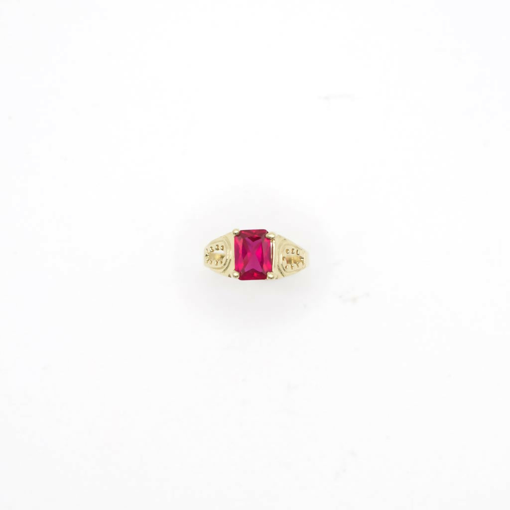Vintage Genuine Pink Sapphire Pinky Ring In 14K Yellow Gold