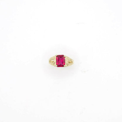 Vintage Genuine Pink Sapphire Pinky Ring In 14K Yellow Gold
