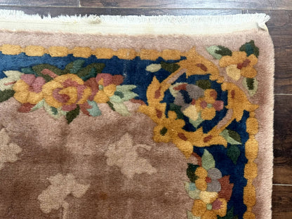 Chinese Wool Rug 3x5, Vintage 90 Line Carpet, Small Art Deco Rug