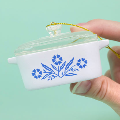 Mini Cornflower Ornament – Corning Ware–Inspired Casserole