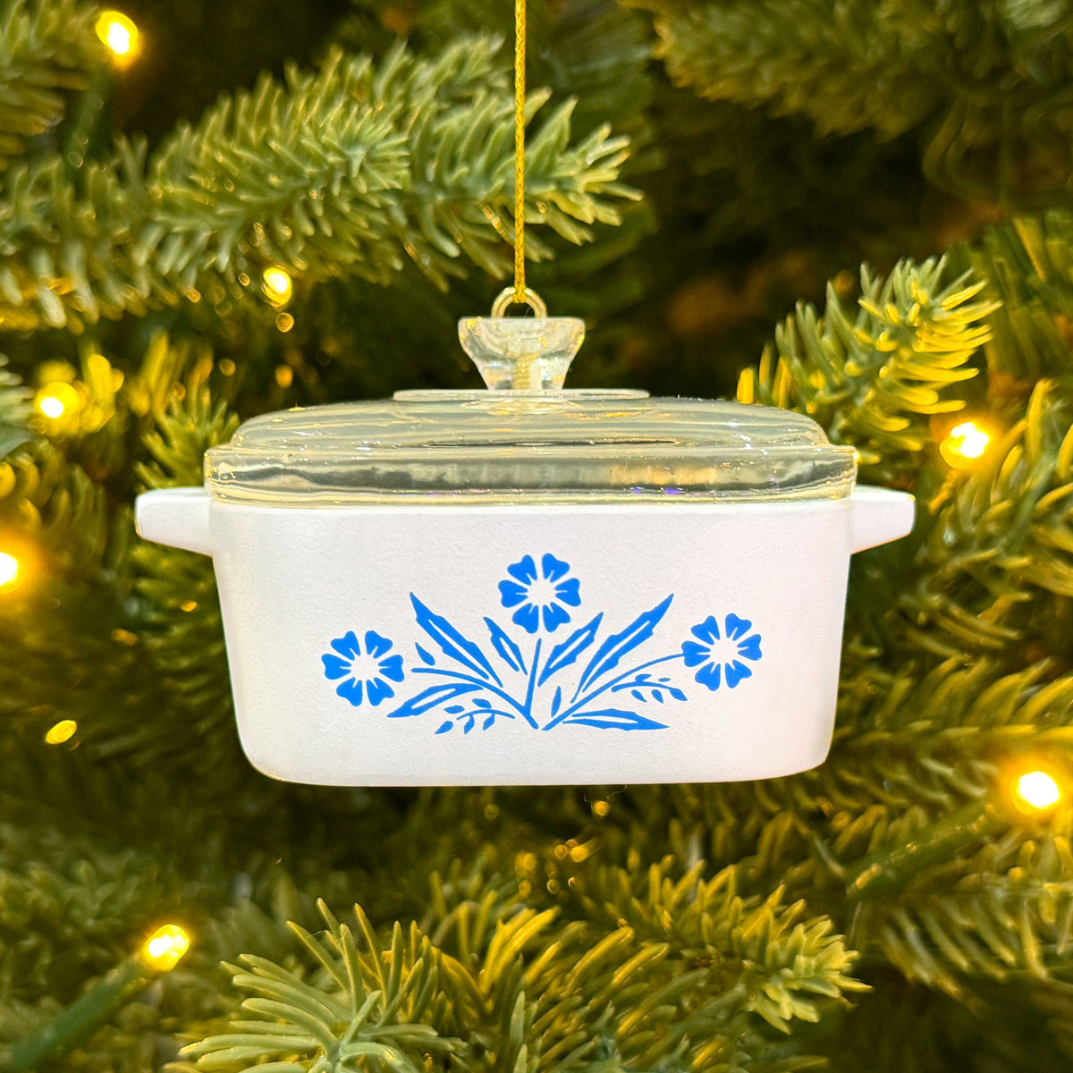 Mini Cornflower Ornament – Corning Ware–Inspired Casserole