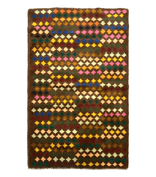 Afghan Balouch Rug 3x5 Multicolor Vintage Handmade Wool Carpet