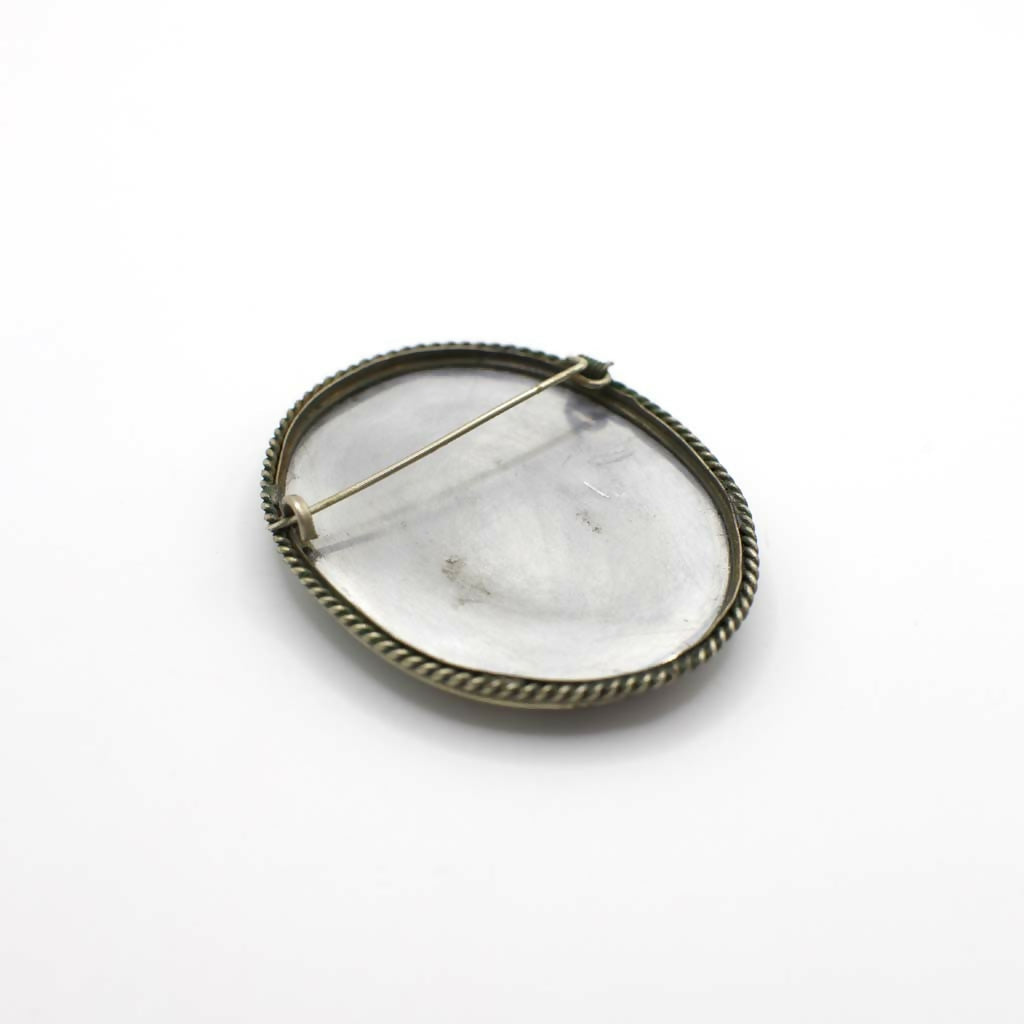 Antique Circa 1890 Hand Painted Miniature On Enamel and Aluminum