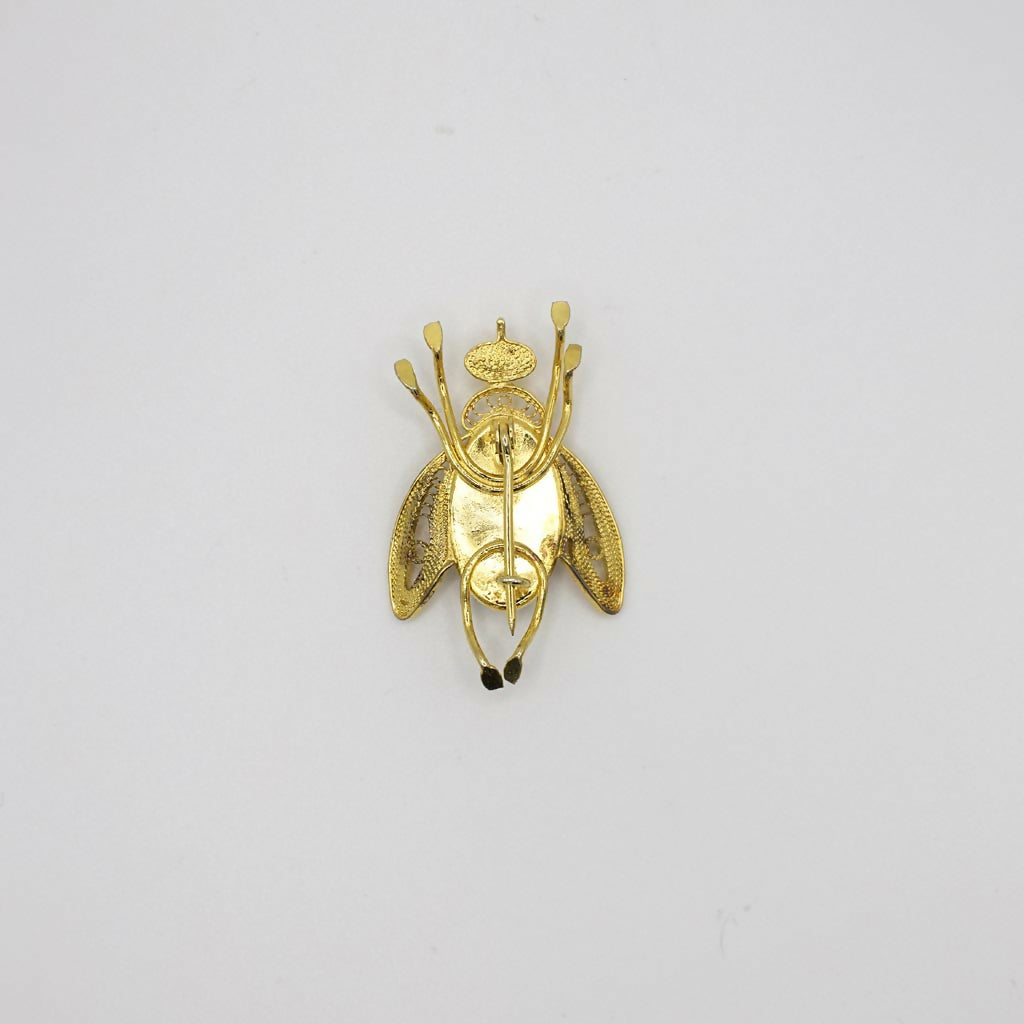 Vintage Gold Tone Damascene Bug Pin