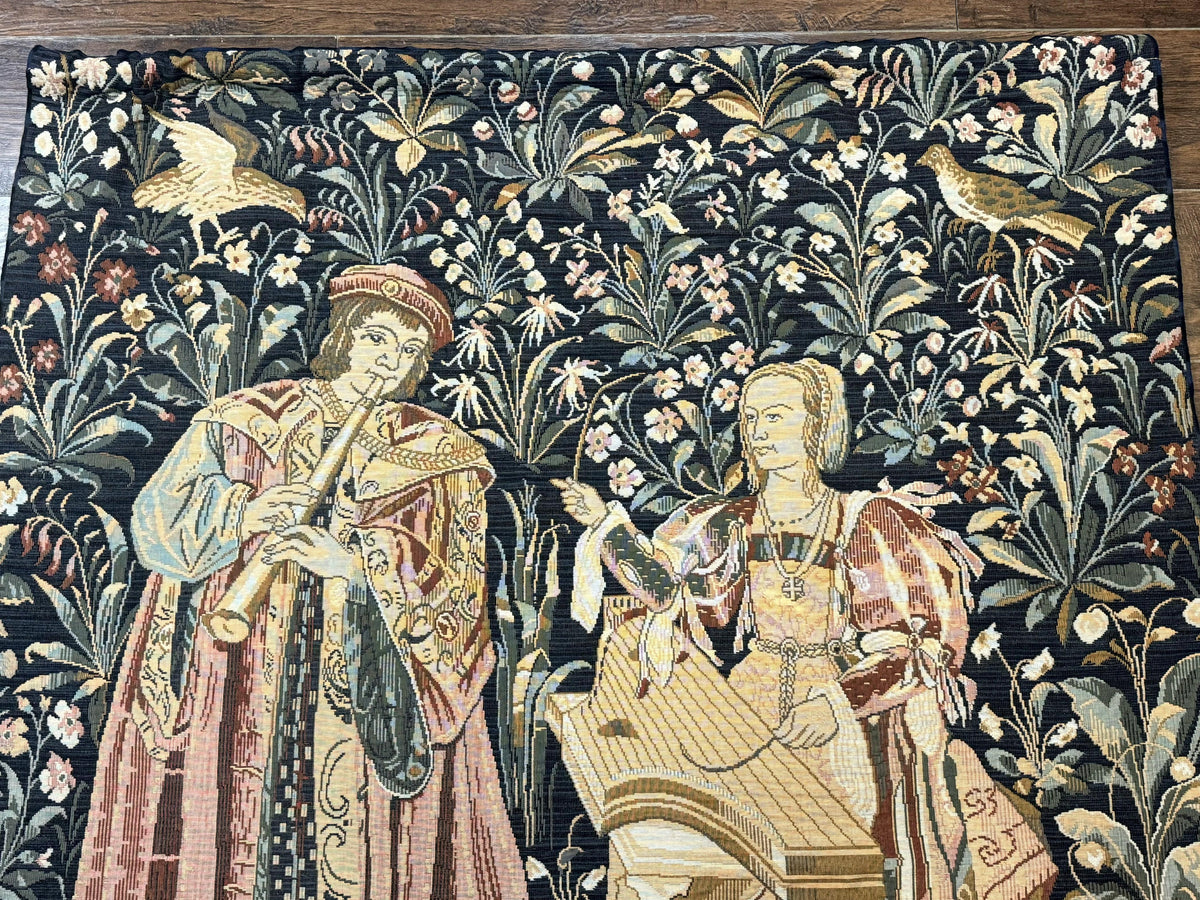 Vintage Belgium Tapestry 4x5, The Concet Musicians, Green