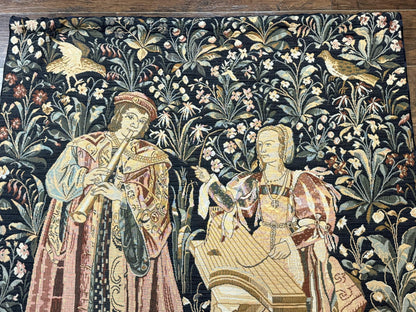 Vintage Belgium Tapestry 4x5, The Concet Musicians, Green
