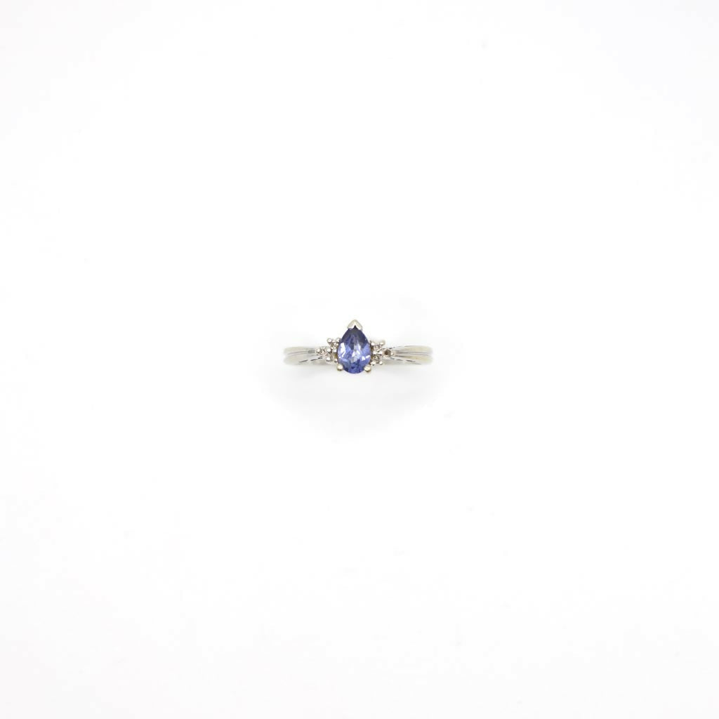 Vintage Genuine Sapphire and Diamond Ring In 14K White Gold
