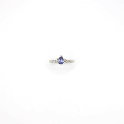 Vintage Genuine Sapphire and Diamond Ring In 14K White Gold