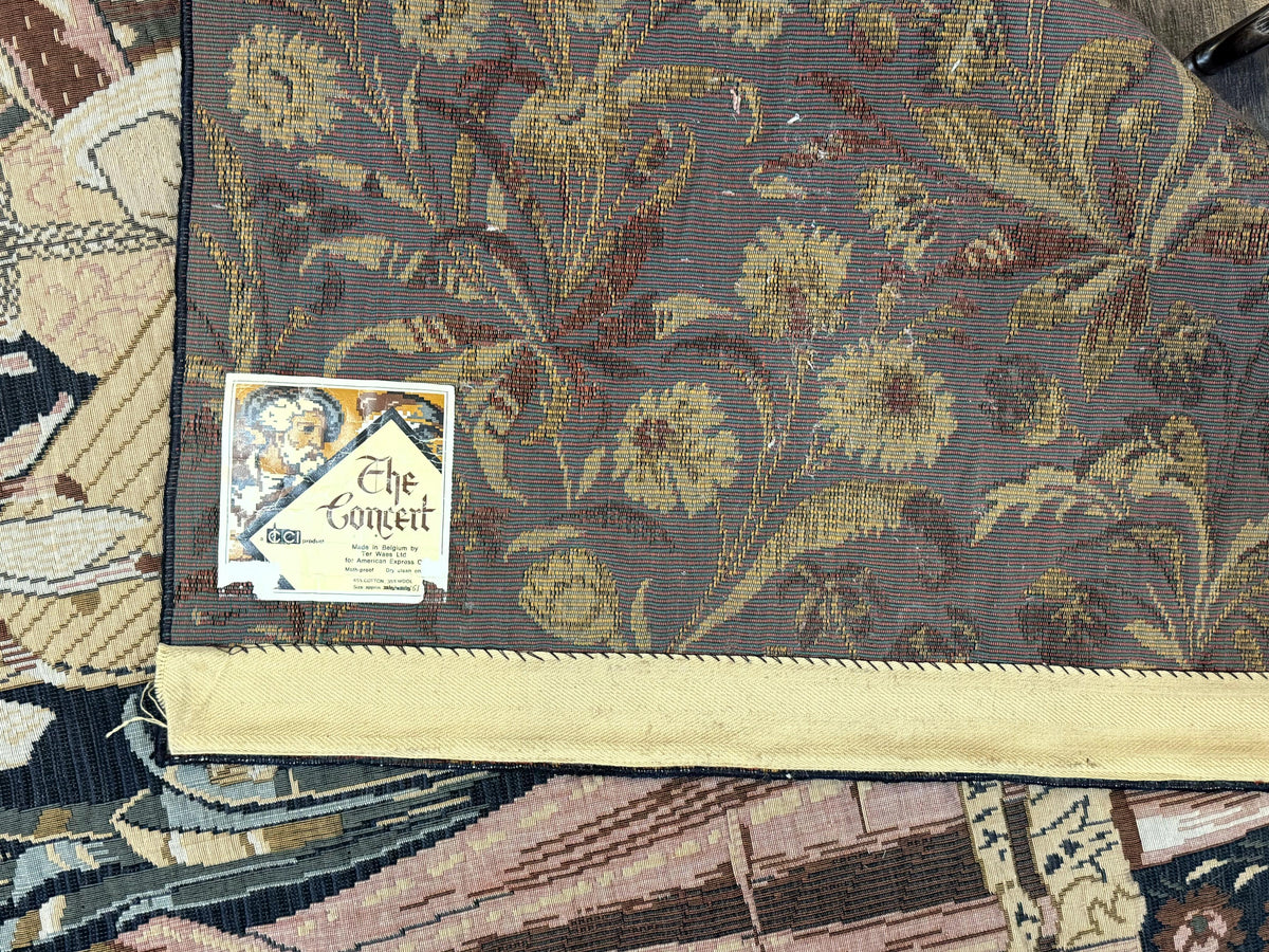 Vintage Belgium Tapestry 4x5, The Concet Musicians, Green
