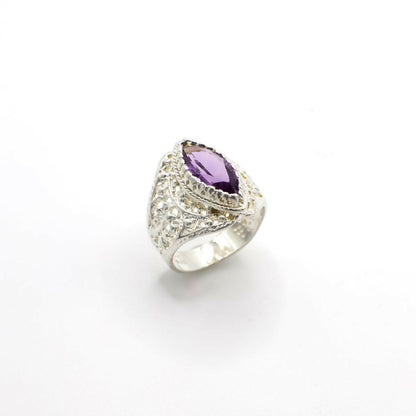 Vintage Genuine Amethyst and Sterling Silver Ring