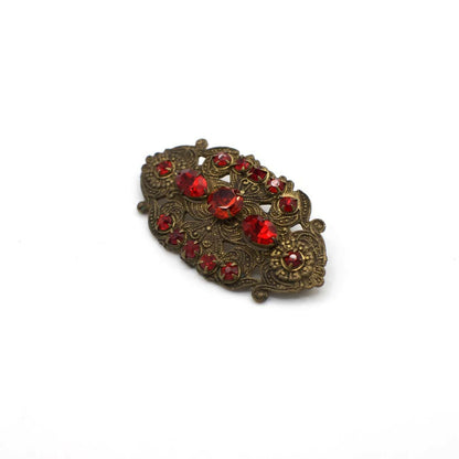 Antique Edwardian Paste Gemstone Gold Tone Brooch