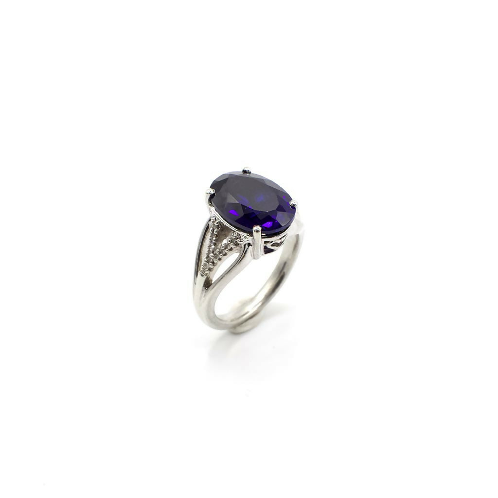 Vintage Genuine Sapphire and Diamond Sterling Silver Ring