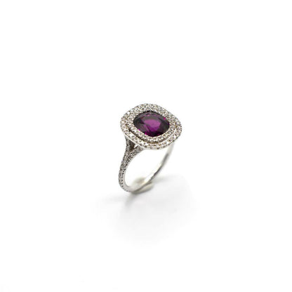 Pre-Loved Genuine Diamond and Garnet Ring In 18K White Gold
