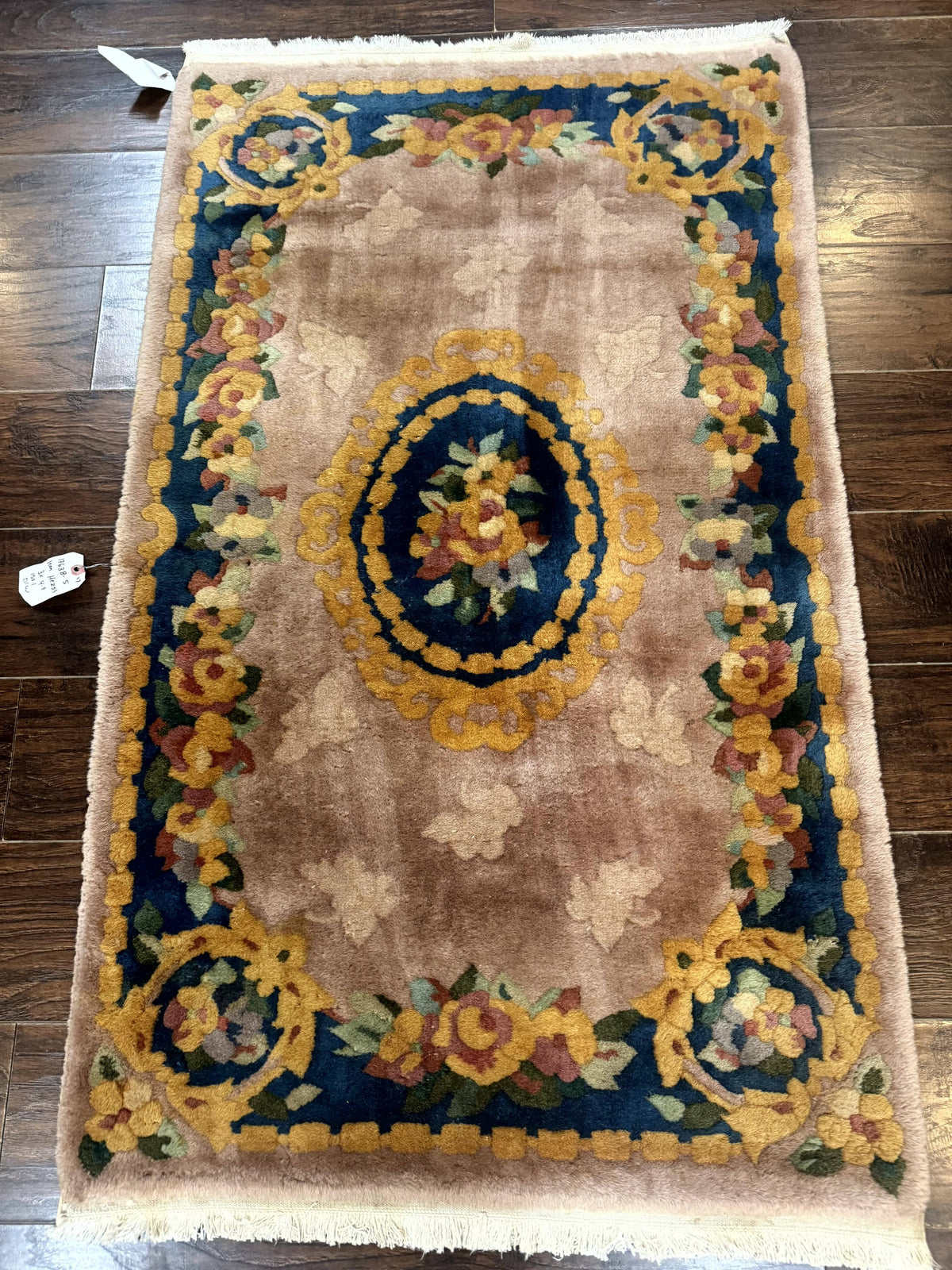 Chinese Wool Rug 3x5, Vintage 90 Line Carpet, Small Art Deco Rug