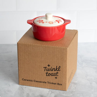 Pyrex-Inspired Friendship Casserole Ceramic Trinket Box