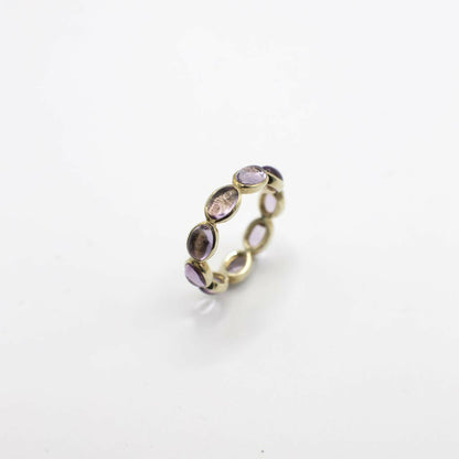 Vintage Genuine Amethyst Eternity Band In 10K Yellow Gold