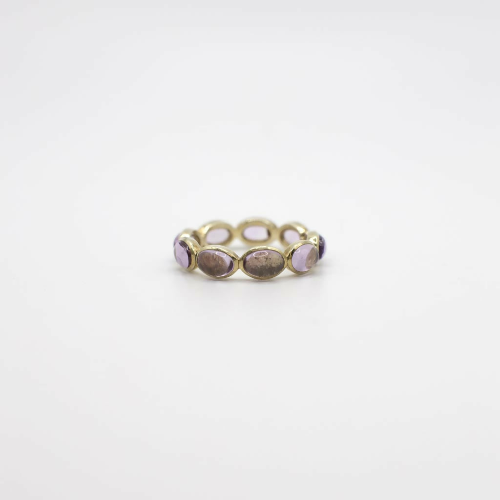 Vintage Genuine Amethyst Eternity Band In 10K Yellow Gold