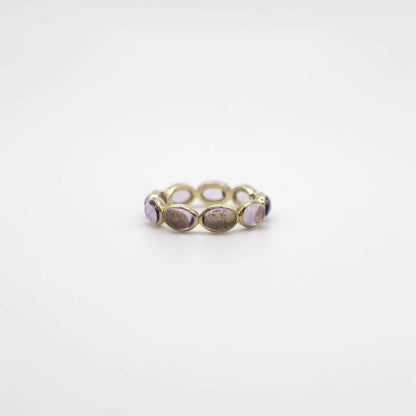 Vintage Genuine Amethyst Eternity Band In 10K Yellow Gold