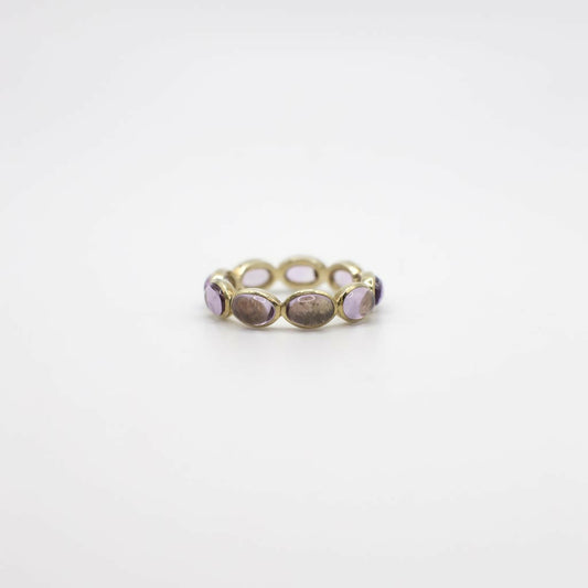 Vintage Genuine Amethyst Eternity Band In 10K Yellow Gold