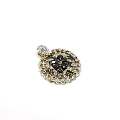 Vintage Genuine Sapphire and Diamond Mandala Pendant