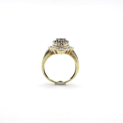 Vintage Genuine Diamond and 10K Gold Hollow Cluster Ring