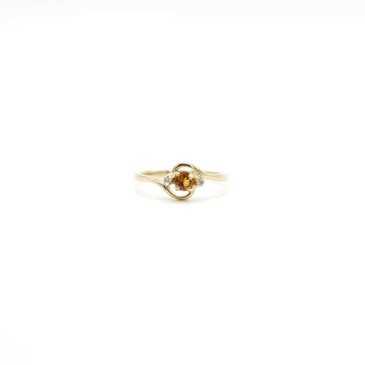 Vintage Genuine Diamond and Garnet Ring In 14K Yellow Gold