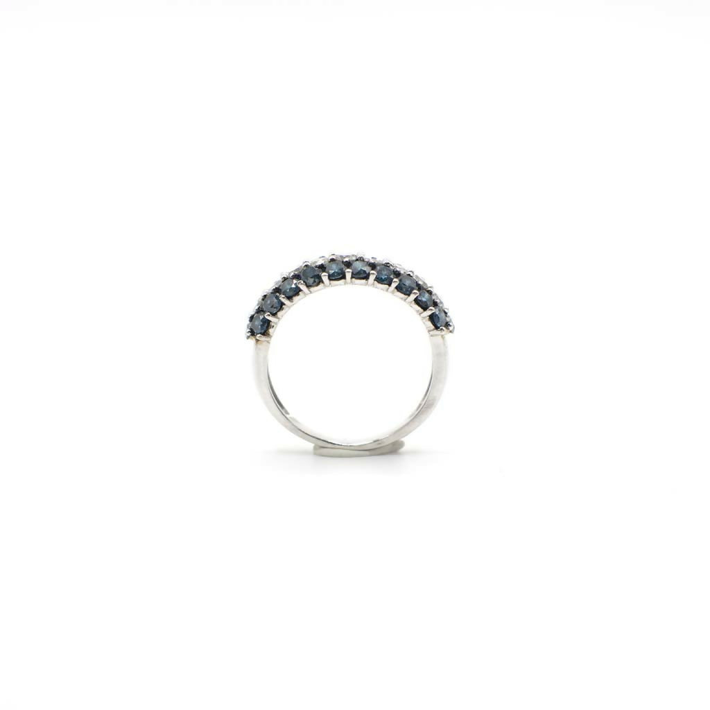 Vintage Genuine Earth Mined Blue and White Diamond Half Eternity Band