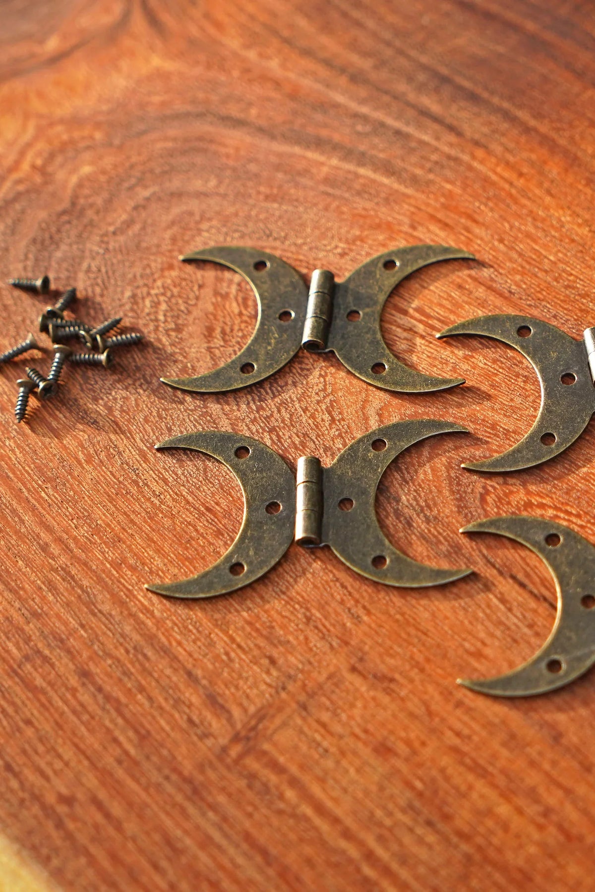 Small Steel Crescent Moon Hinge with Bronze Finish - Set of 2